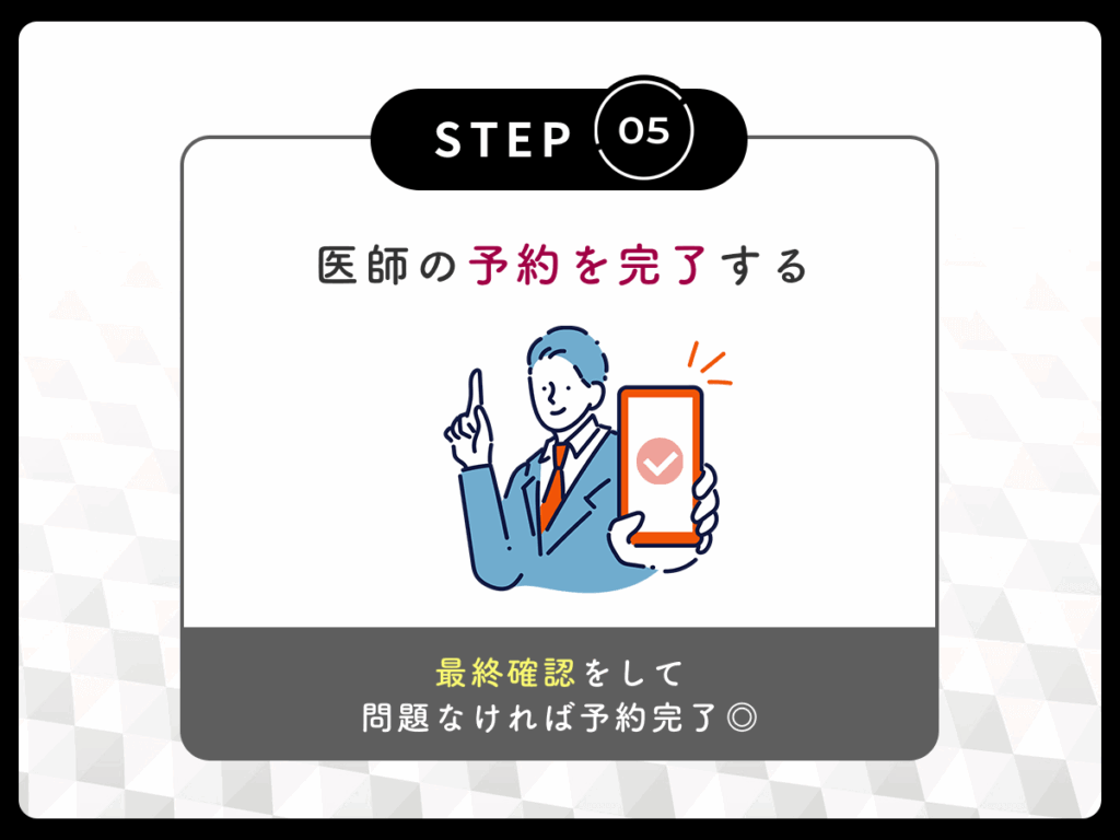 医師の予約を完了する