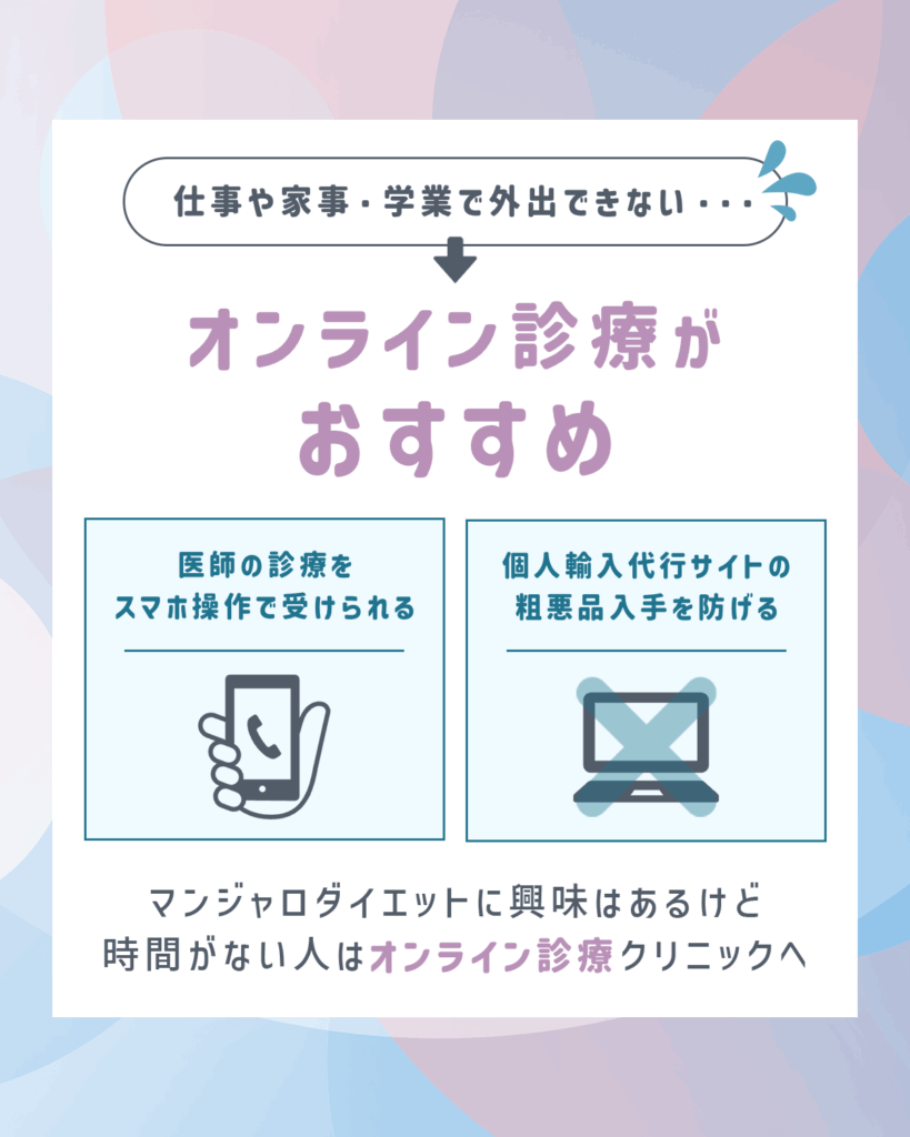 外出する時間がない人はマンジャロオンラインがおすすめ