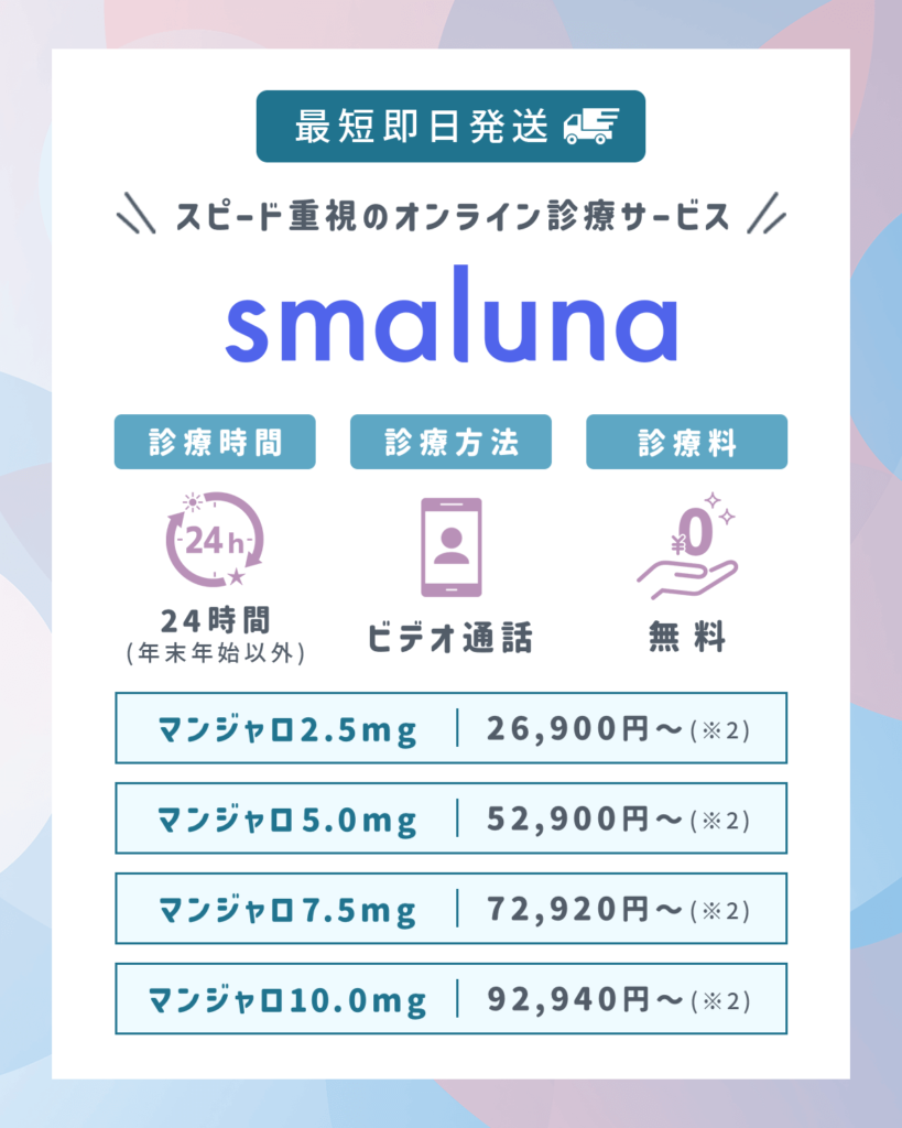 スマルナのマンジャロダイエット処方プランの値段
