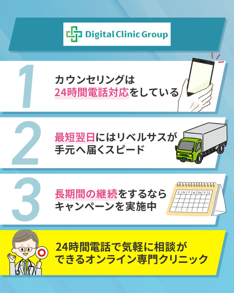 デジクリは24時間電話カウンセリングを対応しているオンライン診療